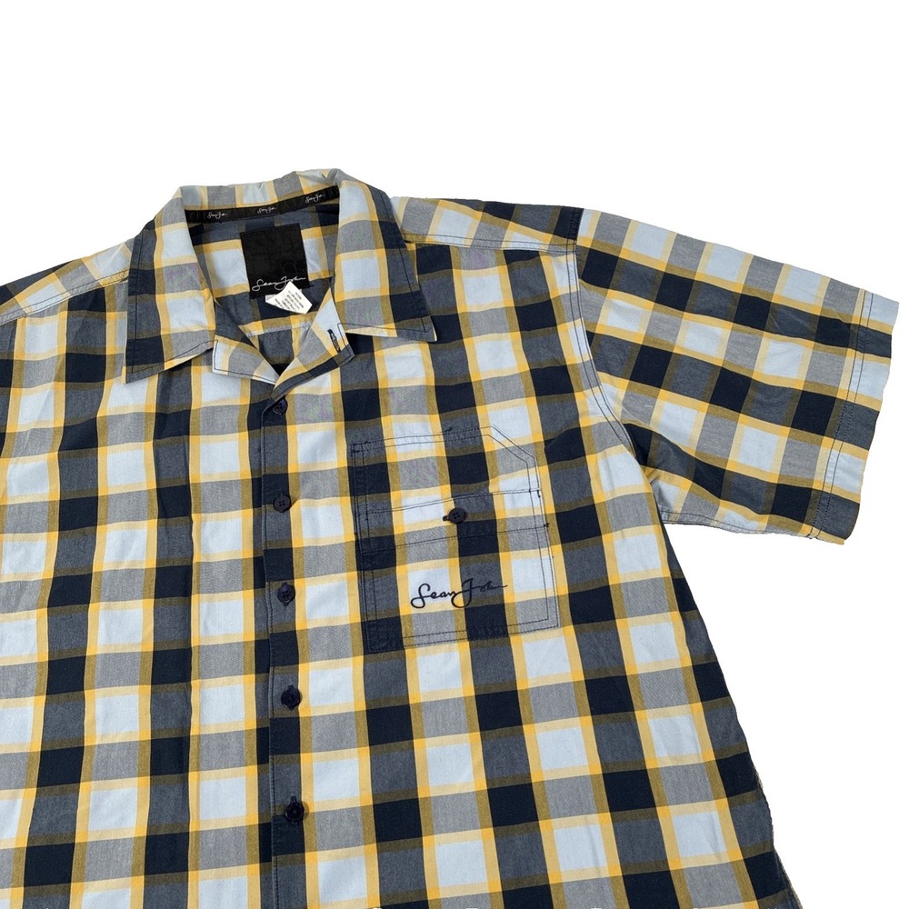 Vtg Y2K Men's Sean John Oversize Hip Hop Short Sleeve Button Up Shirt Size Large